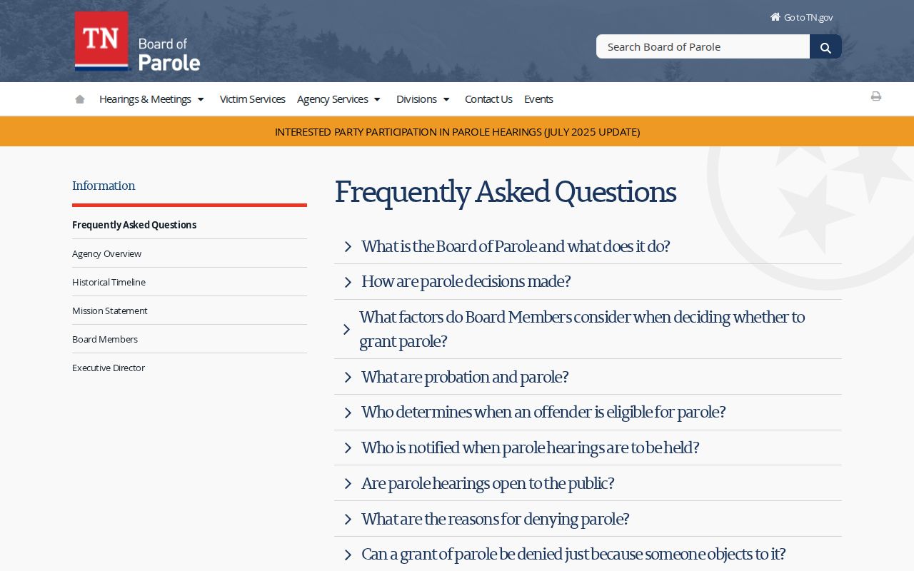 Lewis County inmate release date Tennessee Board FAQ