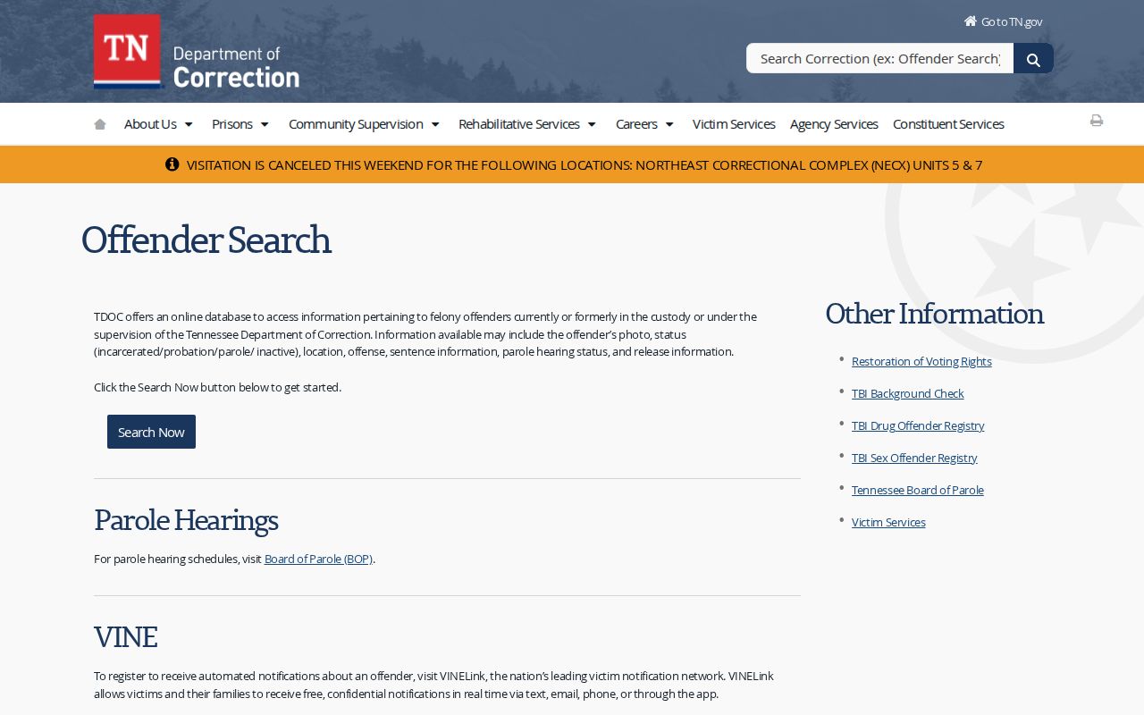 Lewis County released inmate mugshot access through the TDOC FOIL overview